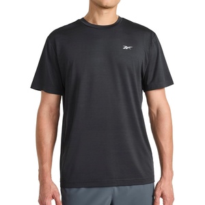 image:imageReebok Mens Reflective Small Logo Crewneck TShirt Standard Fit Lightweight Cool Touch Jersey FabricBlack Heather  Lightning