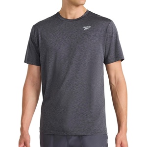 image:imageReebok Mens Reflective Small Logo Crewneck TShirt Standard Fit Lightweight Cool Touch Jersey FabricEbony Heather  Showdown