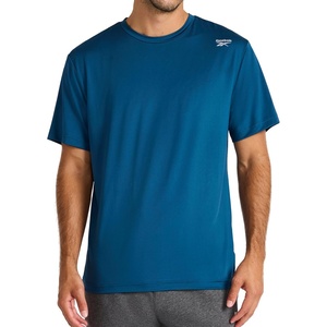 image:imageReebok Mens Reflective Small Logo Crewneck TShirt Standard Fit Lightweight Cool Touch Jersey FabricMajolica Blue  Bolt Strike