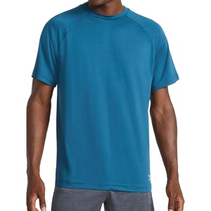 image:imageReebok Mens Reflective Small Logo Crewneck TShirt Standard Fit Lightweight Cool Touch Jersey FabricMajolica Blue  Sonic Bolt