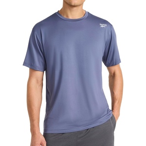 image:imageReebok Mens Reflective Small Logo Crewneck TShirt Standard Fit Lightweight Cool Touch Jersey FabricNightshadow Blue  Bolt Strike
