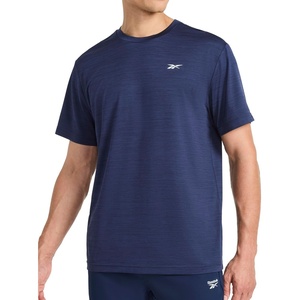 image:imageReebok Mens Reflective Small Logo Crewneck TShirt Standard Fit Lightweight Cool Touch Jersey FabricVector Navy Heather  Lightning