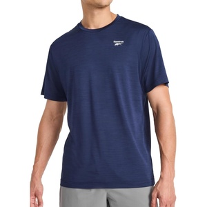 image:imageReebok Mens Reflective Small Logo Crewneck TShirt Standard Fit Lightweight Cool Touch Jersey FabricVector Navy Heather  Showdown