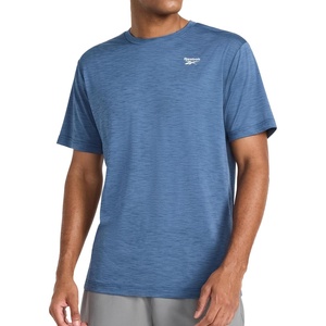 image:imageReebok Mens Reflective Small Logo Crewneck TShirt Standard Fit Lightweight Cool Touch Jersey FabricVector Shadow Heather  Showdown