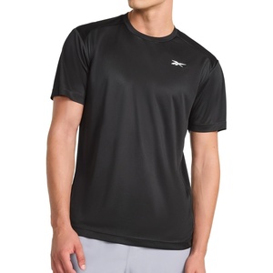 image:imageReebok Mens Small Logo Short Sleeve Crewneck TShirt Standard Fit Breathable Lightweight Stretch Knit FabricBlack  Warmup