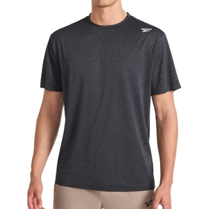 image:imageReebok Mens Small Logo Short Sleeve Crewneck TShirt Standard Fit Breathable Lightweight Stretch Knit FabricBlack Heather  Sprint