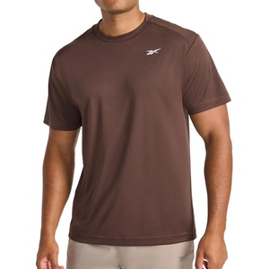 image:imageReebok Mens Small Logo Short Sleeve Crewneck TShirt Standard Fit Breathable Lightweight Stretch Knit FabricBracken  Warmup