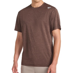 image:imageReebok Mens Small Logo Short Sleeve Crewneck TShirt Standard Fit Breathable Lightweight Stretch Knit FabricBracken Heather  Sprint