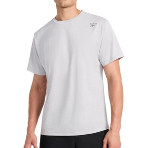 image:imageReebok Mens Small Logo Short Sleeve Crewneck TShirt Standard Fit Breathable Lightweight Stretch Knit FabricChrome Heather  Sprint