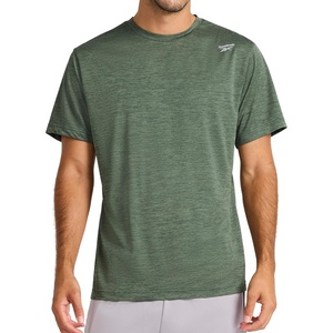 image:imageReebok Mens Small Logo Short Sleeve Crewneck TShirt Standard Fit Breathable Lightweight Stretch Knit FabricDuck Green Heather  Sprint