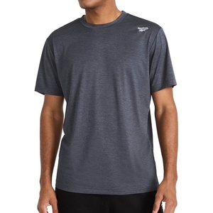 image:imageReebok Mens Small Logo Short Sleeve Crewneck TShirt Standard Fit Breathable Lightweight Stretch Knit FabricEbony Heather  Sprint