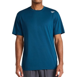 image:imageReebok Mens Small Logo Short Sleeve Crewneck TShirt Standard Fit Breathable Lightweight Stretch Knit FabricMajolica Blue  Sprint