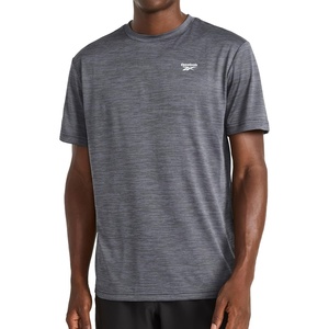 image:imageReebok Mens Small Logo Short Sleeve Crewneck TShirt Standard Fit Breathable Lightweight Stretch Knit FabricMedium Grey Heather  Trophy