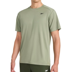 image:imageReebok Mens Small Logo Short Sleeve Crewneck TShirt Standard Fit Breathable Lightweight Stretch Knit FabricSea Spray  Warmup