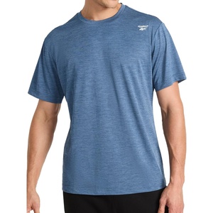 image:imageReebok Mens Small Logo Short Sleeve Crewneck TShirt Standard Fit Breathable Lightweight Stretch Knit FabricVector Shadow Heather  Sprint
