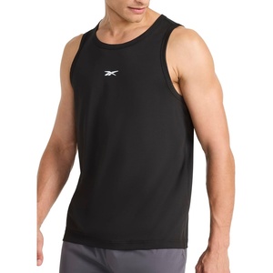 image:imageReebok Mens Triathlon Scoop Neck Tank Top Standard Fit Lightweight CottonPoly Jersey FabricBlack