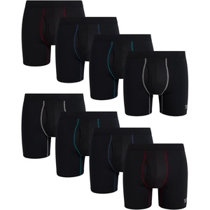 image:imageReebok Mens Underwear  8 Pack Performance Mens Boxer Briefs with Fly  Added Coverage Helps Prevent RideUp Stay Dry and Comfortable with Fabric Designed for AllDay MovementBlack