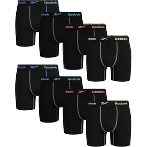 image:imageReebok Mens Underwear  8 Pack Performance Mens Boxer Briefs with Pouch  Breathable Comfort Pulls Sweat Away from Skin Precise Inseam Sizing Built for AllDay PerformanceBlack Contrast Stitch