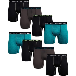 image:imageReebok Mens Underwear  8 Pack Performance Mens Boxer Briefs with Pouch  Breathable Comfort Pulls Sweat Away from Skin Precise Inseam Sizing Built for AllDay PerformanceBlackCharcoalGreen