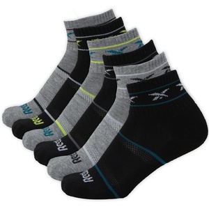 image:imageReebok Boys Quarter Socks 6 Pack Performance Quarter Cut Athletic SocksBlackGrey Logo