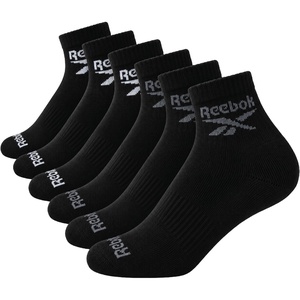 image:imageReebok Boys Quarter Socks 6 Pack Performance Quarter Cut Athletic SocksBlackWhite Logo
