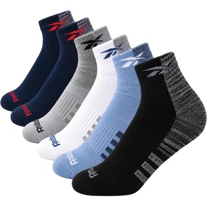 image:imageReebok Boys Quarter Socks 6 Pack Performance Quarter Cut Athletic SocksNavy Assort