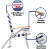 image:imageReebok 4Position Reclining Beach Chair Blue Cabana Stripe Folding Beach Chair with Wooden Armrests Cup Holder amp Storage Pocket Portable Outdoor ChairBlueWhite Stripe