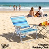 image:imageReebok 4Position Reclining Beach Chair Blue Cabana Stripe Folding Beach Chair with Wooden Armrests Cup Holder amp Storage Pocket Portable Outdoor ChairAqua Blue Stripe