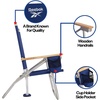 image:imageReebok 4Position Reclining Beach Chair Blue Cabana Stripe Folding Beach Chair with Wooden Armrests Cup Holder amp Storage Pocket Portable Outdoor ChairNavy Blue