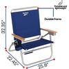 image:imageReebok 4Position Reclining Beach Chair Blue Cabana Stripe Folding Beach Chair with Wooden Armrests Cup Holder amp Storage Pocket Portable Outdoor ChairNavy Blue