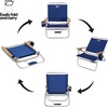 image:imageReebok 4Position Reclining Beach Chair Blue Cabana Stripe Folding Beach Chair with Wooden Armrests Cup Holder amp Storage Pocket Portable Outdoor ChairNavy Blue