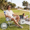 image:imageReebok 4Position Reclining Beach Chair Blue Cabana Stripe Folding Beach Chair with Wooden Armrests Cup Holder amp Storage Pocket Portable Outdoor ChairBlueWhite Stripe