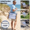 image:imageReebok 4Position Reclining Beach Chair Blue Cabana Stripe Folding Beach Chair with Wooden Armrests Cup Holder amp Storage Pocket Portable Outdoor ChairBlueWhite Stripe