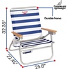 image:imageReebok 4Position Reclining Beach Chair Blue Cabana Stripe Folding Beach Chair with Wooden Armrests Cup Holder amp Storage Pocket Portable Outdoor ChairBlueWhite Stripe