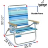 image:imageReebok 4Position Reclining Beach Chair Blue Cabana Stripe Folding Beach Chair with Wooden Armrests Cup Holder amp Storage Pocket Portable Outdoor ChairAqua Blue Stripe