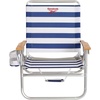 image:imageReebok 4Position Reclining Beach Chair Blue Cabana Stripe Folding Beach Chair with Wooden Armrests Cup Holder amp Storage Pocket Portable Outdoor ChairBlueWhite Stripe